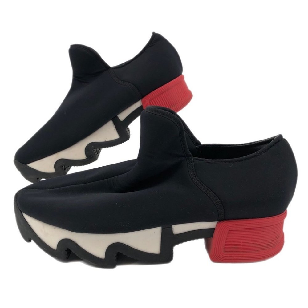 iRi Red-Black Leather Platform Sneakers | Casual Chic